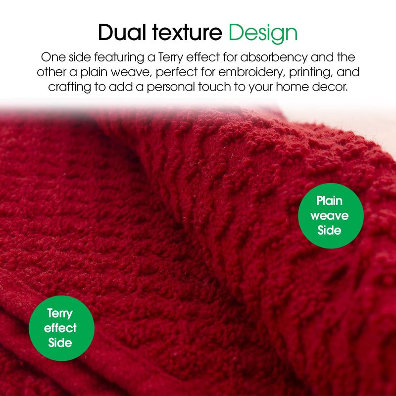 DG Collections Terry Dish Towels, 100% Cotton Kitchen Towels, Set of 8 (15x25 inch) Hand Towels - 400 GSM, Absorbent Terry Cloth Dish Towels for Kitchen, Soft Tea Towels - Red Color - Image 5